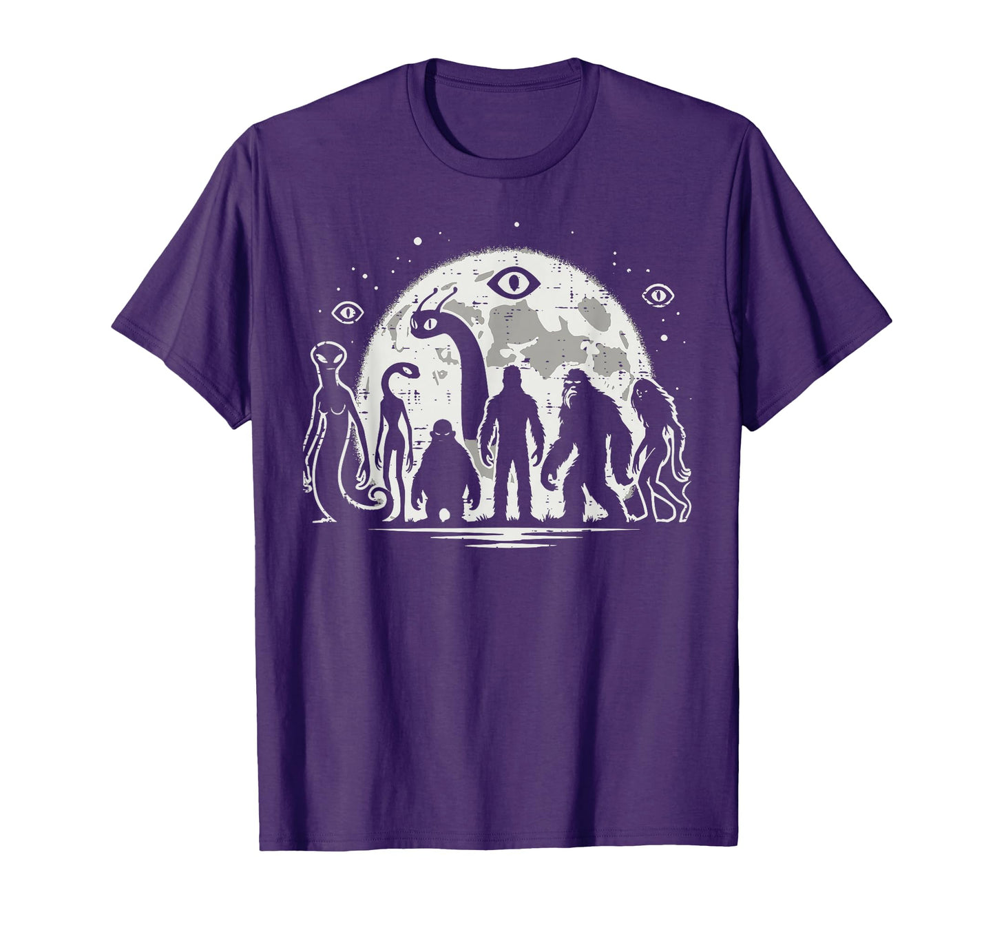 Cryptids Bigfoot Loch Ness Alien Sasquatch Mothman Men Women T-Shirt
