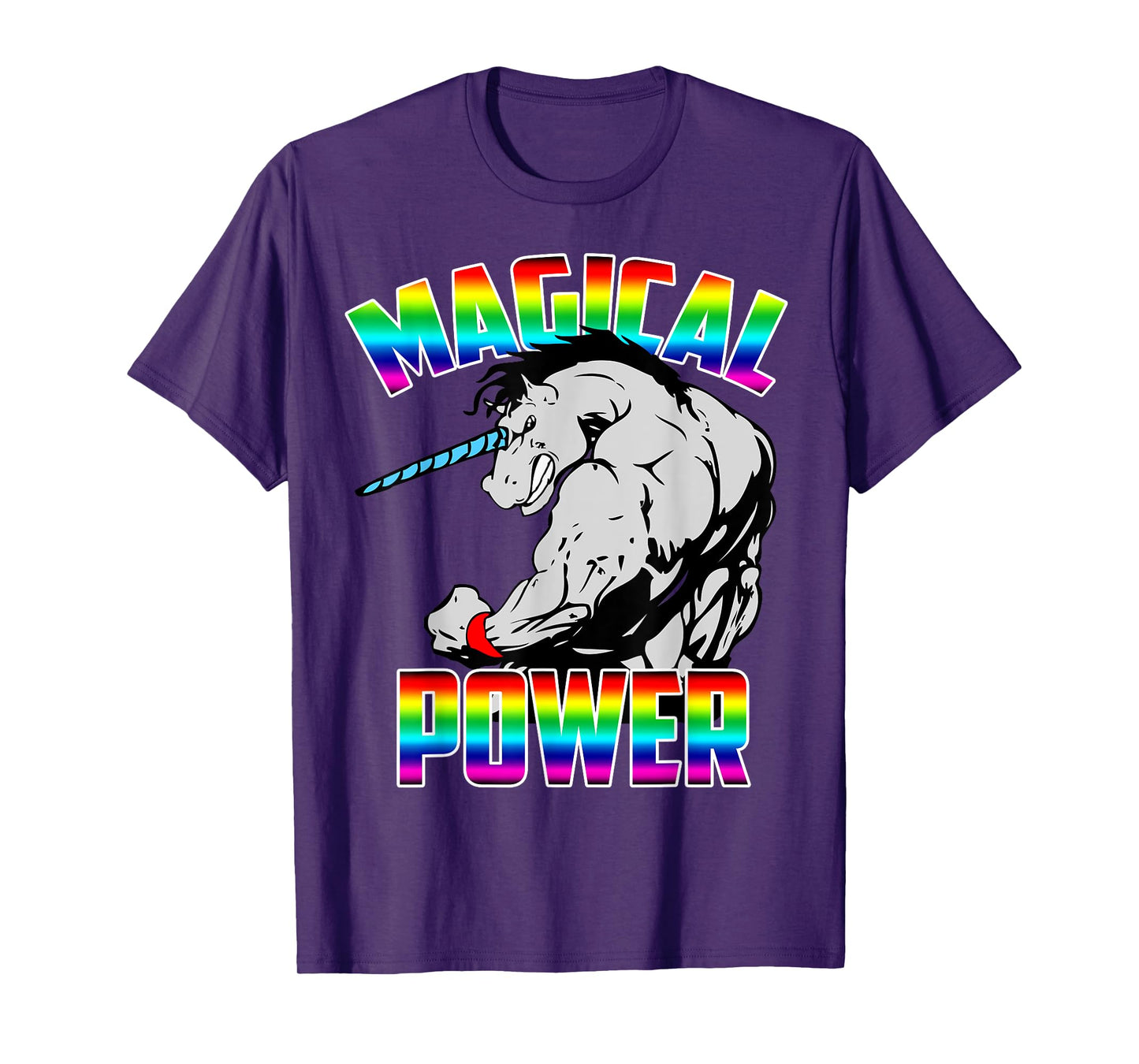 Magical Power Rainbow Unicorn Workout Gym Shirt Men Women T-Shirt