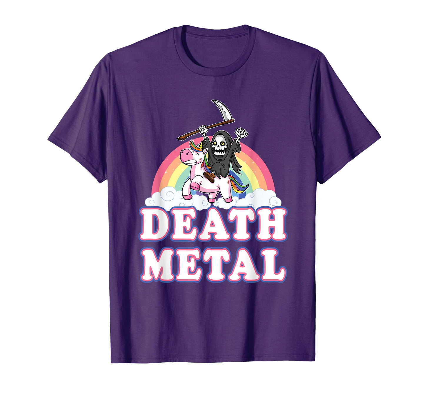 Death Metal T-Shirt Funny Rainbow Grim Reaper Unicorn Shirt T-Shirt