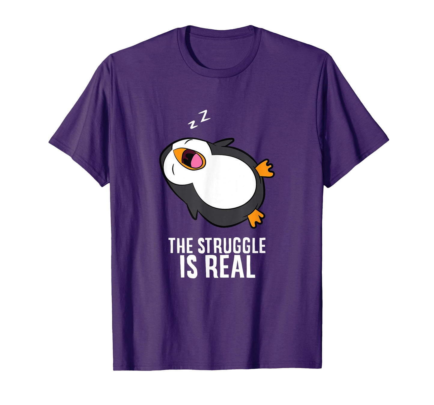 Tired Penguin Pyjama Lazy Penguin The Struggle Is Real T-Shirt