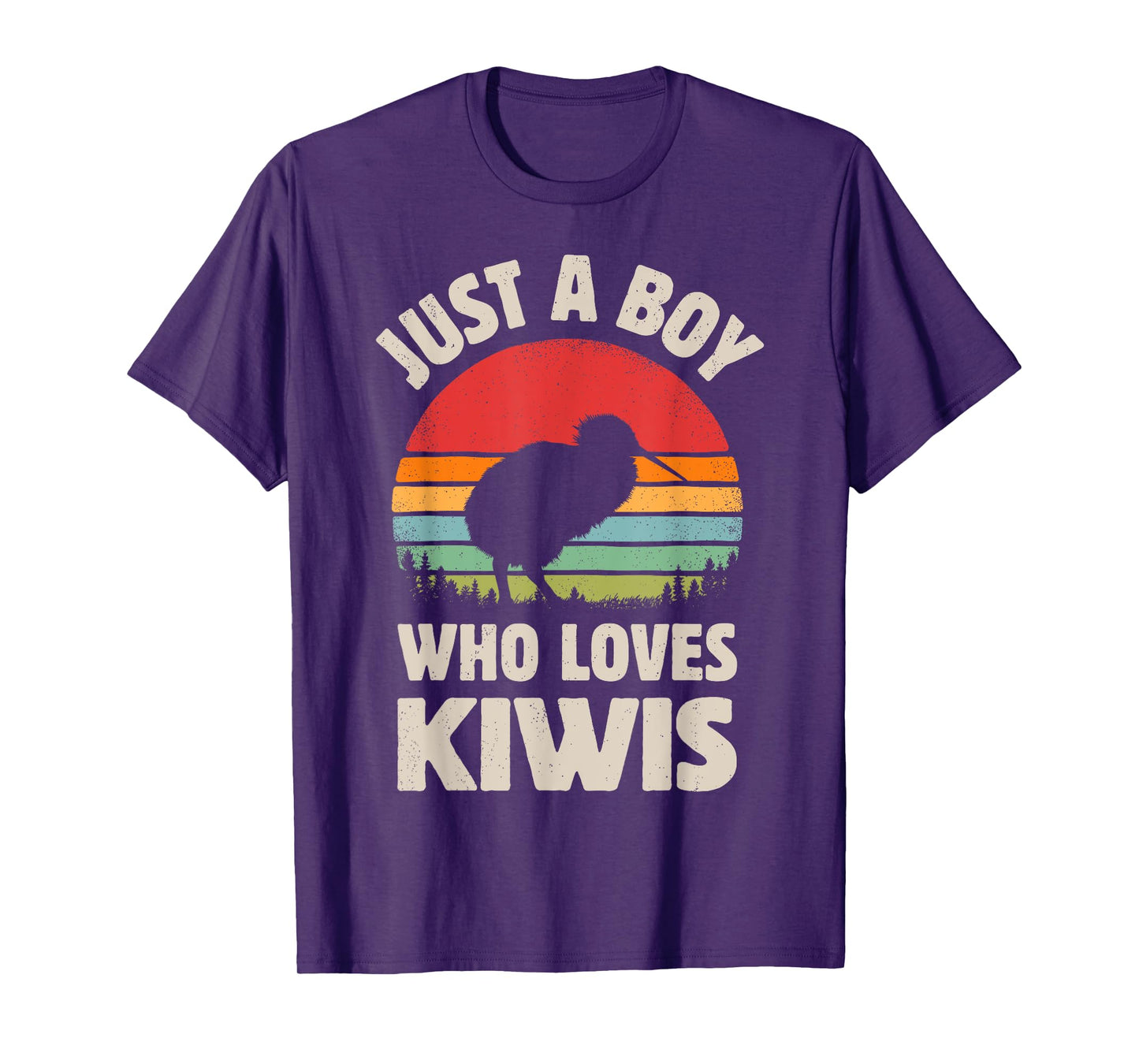 Kiwi Just A Boy Who Loves Kiwis Bird Retro Vintage Sunset T-Shirt