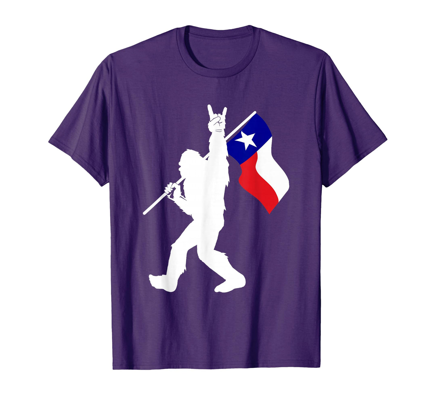 State of Texas Flag Bigfoot Rock On for Sasquatch Hunter T-Shirt