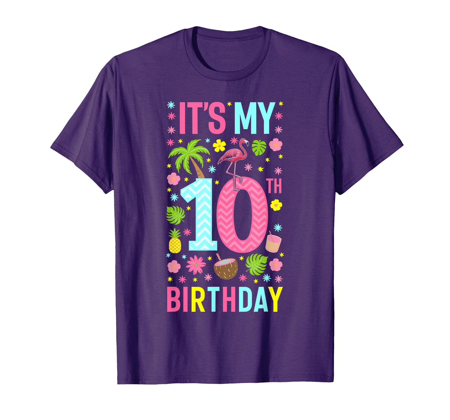 It's My 10th Birthday Flamingo Tee Hawaii 10 Yrs Old Girl T-Shirt