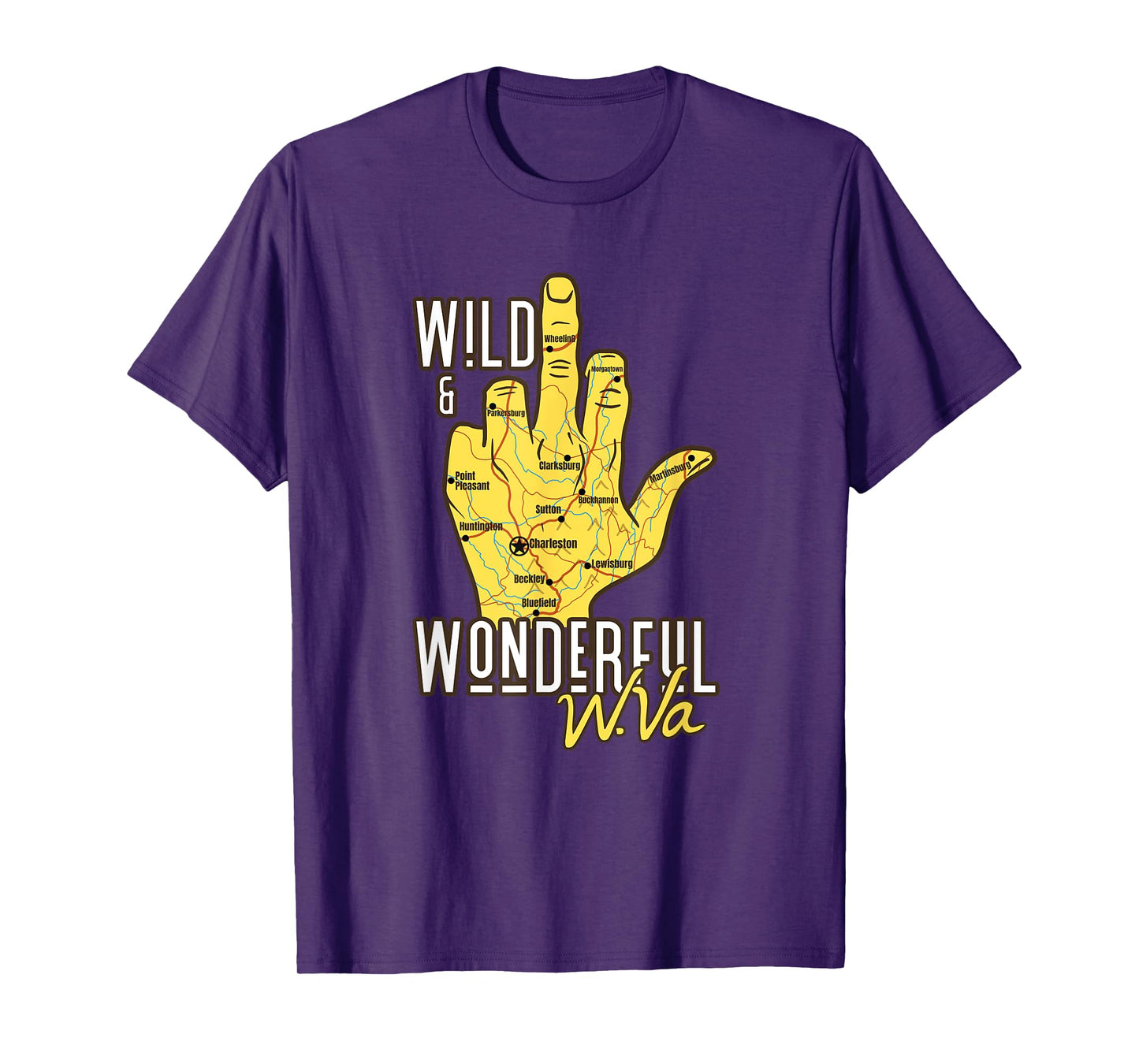 West Virginia Map WV Middle Finger Funny WV Souvenir Graphic T-Shirt
