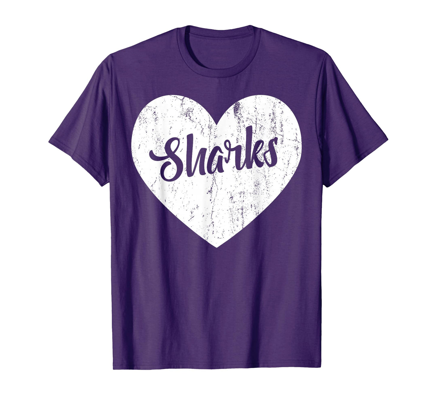 Sharks School Sports Fan Team Spirit Mascot Heart Gift T-Shirt