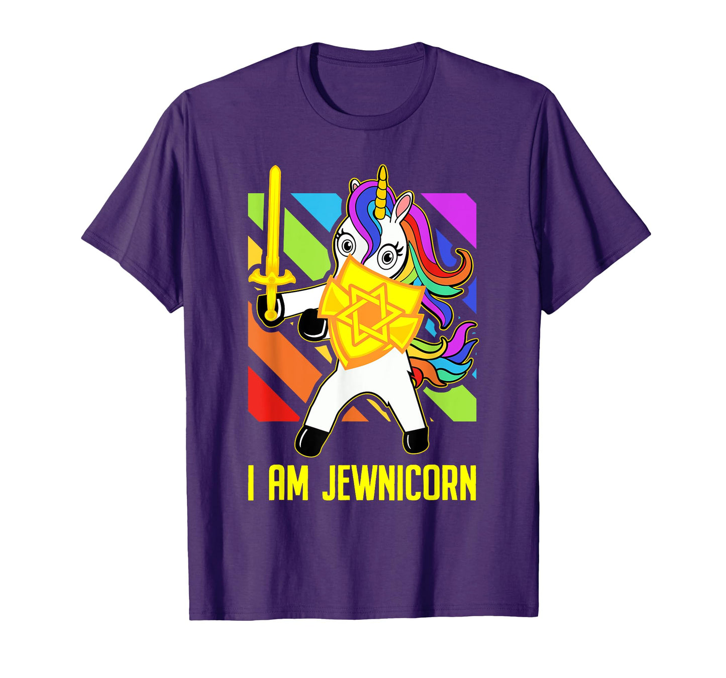 Hanukkah Presents - Proud Jews Rainbow Jewish Unicorn T-Shirt