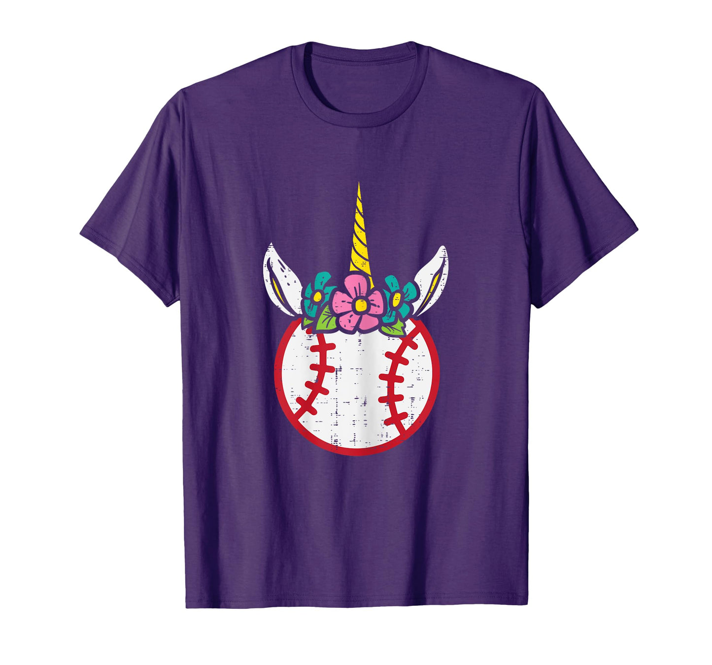 Unicorn Head Baseball Cute Sport Lovers Kids Girls Women T-Shirt