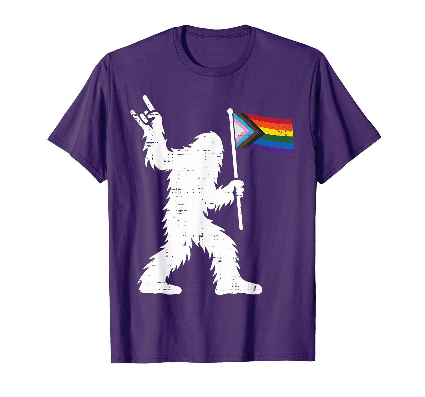 Gay Pride Month Bigfoot Sasquatch LGBTQ Ally Rainbow Flag T-Shirt