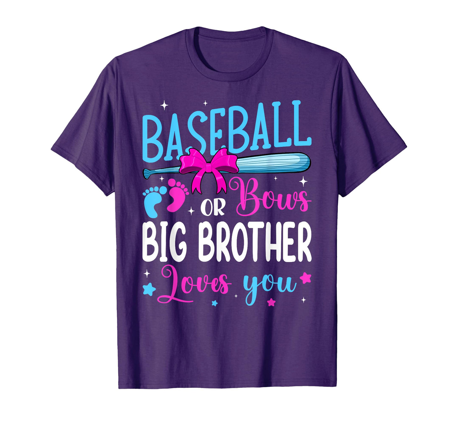 Baseball Or Bows Big Brother Loves You Funny Gender Reveal T-Shirt