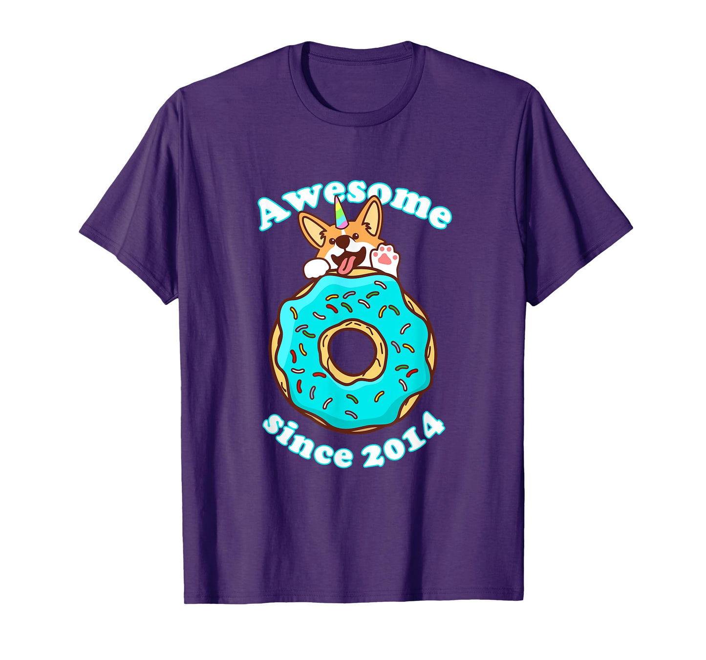 Awesome since 2014 Puppy Donut Welsh Corgi Birthday Childs T-Shirt