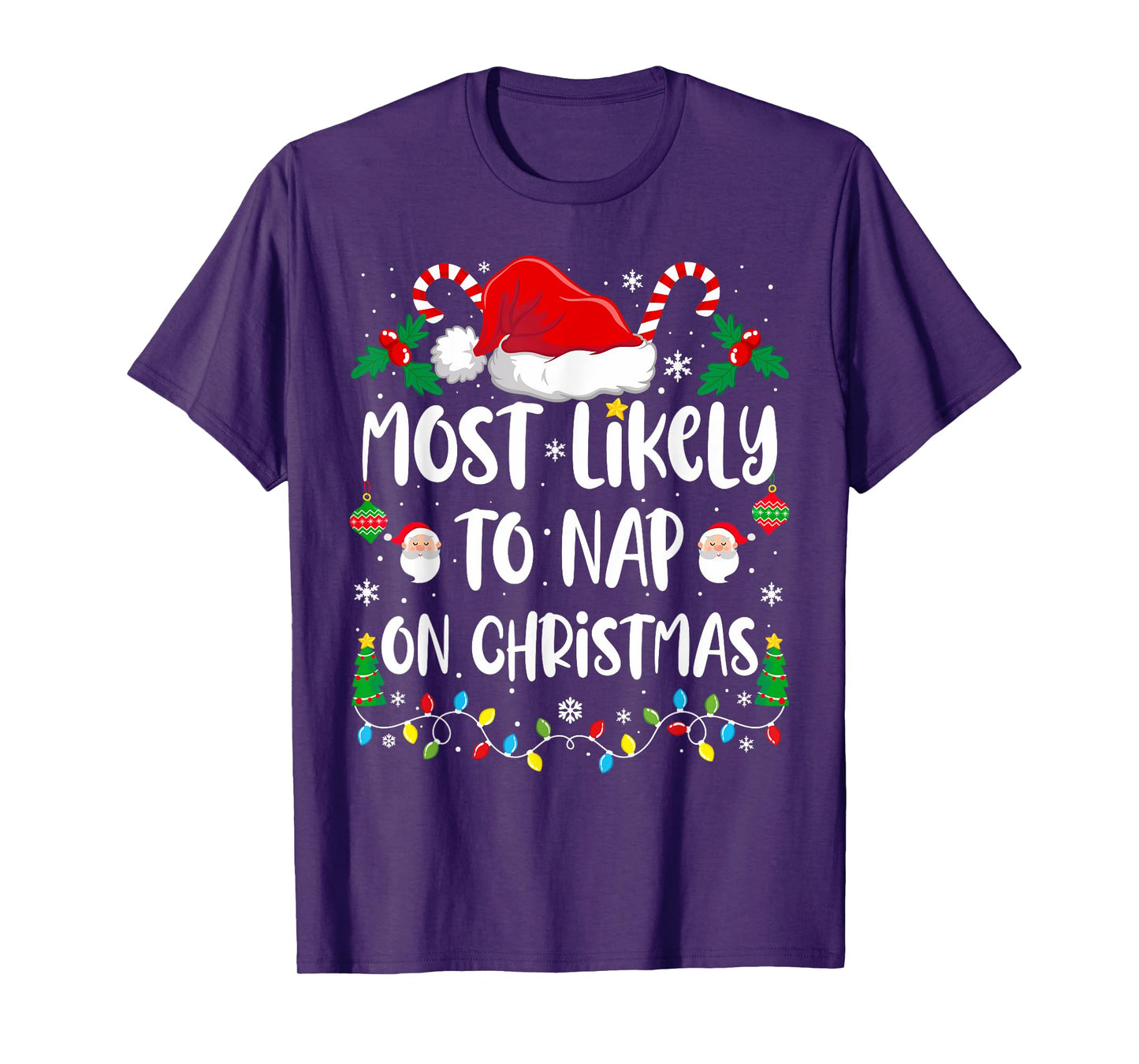 Most Likely To Nap On Christmas Family Christmas Matching T-Shirt