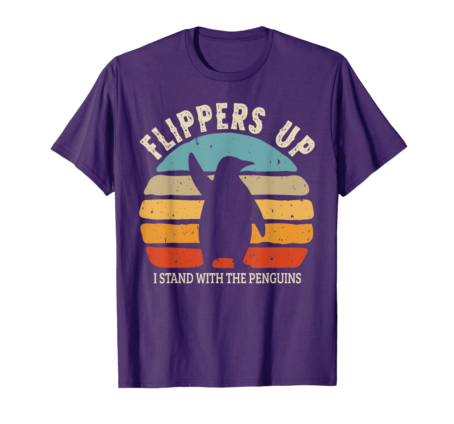 Flippers Up I Stand With The Penguins Retro Sunset Vintage T-Shirt
