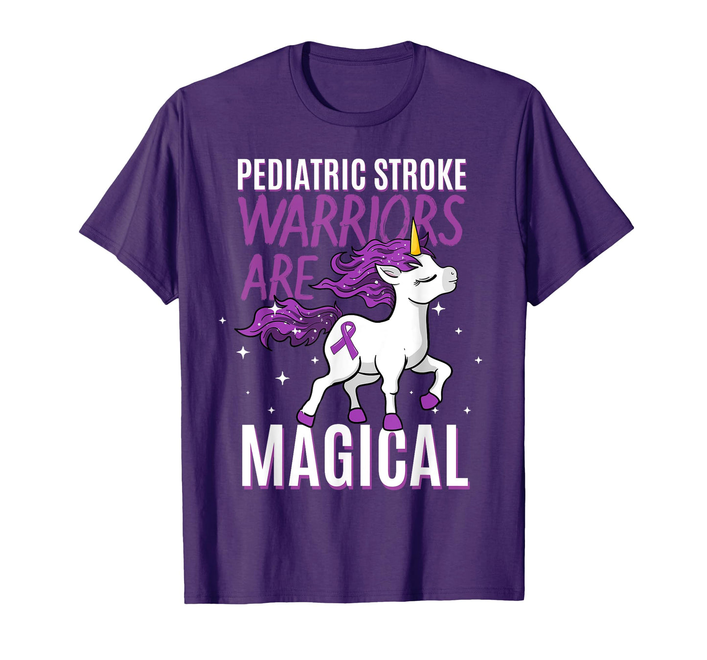 Pediatric Stroke Warrior Magical Unicorn Purple Hemorrhagic T-Shirt