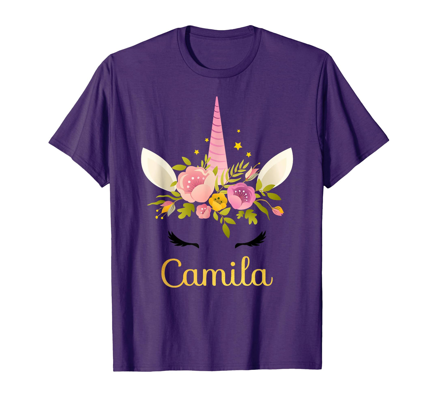 Camila Unicorn Name Happy Birthday Girl Bday Party T-Shirt T-Shirt