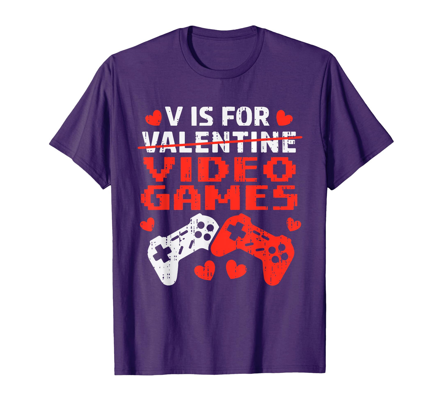 Valentines Day V Is For Video Games Controllers Teen Boy Kid T-Shirt