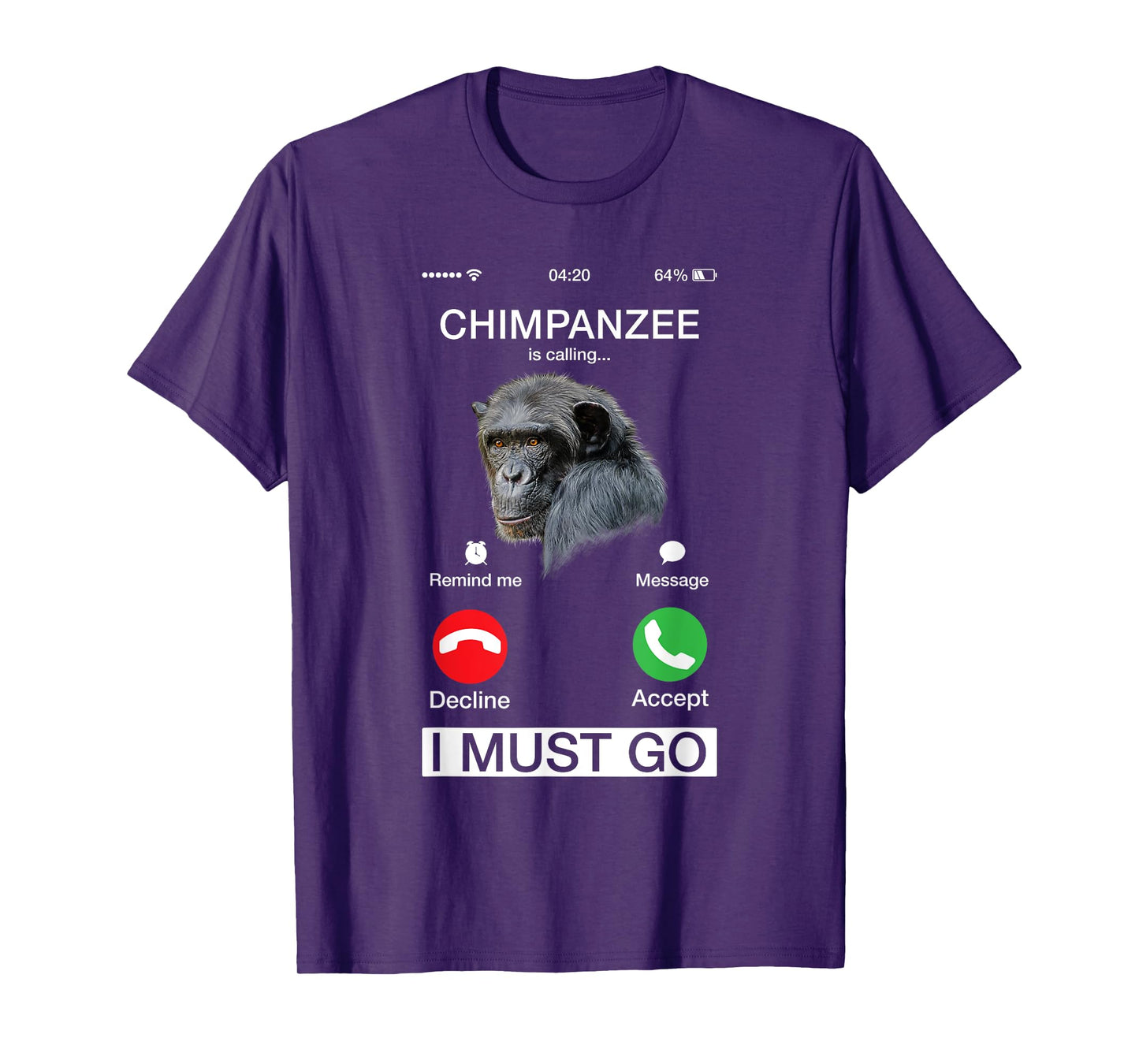Chimpanzee Is Calling Art Monkey Chimp Ape Animal Novelty T-Shirt