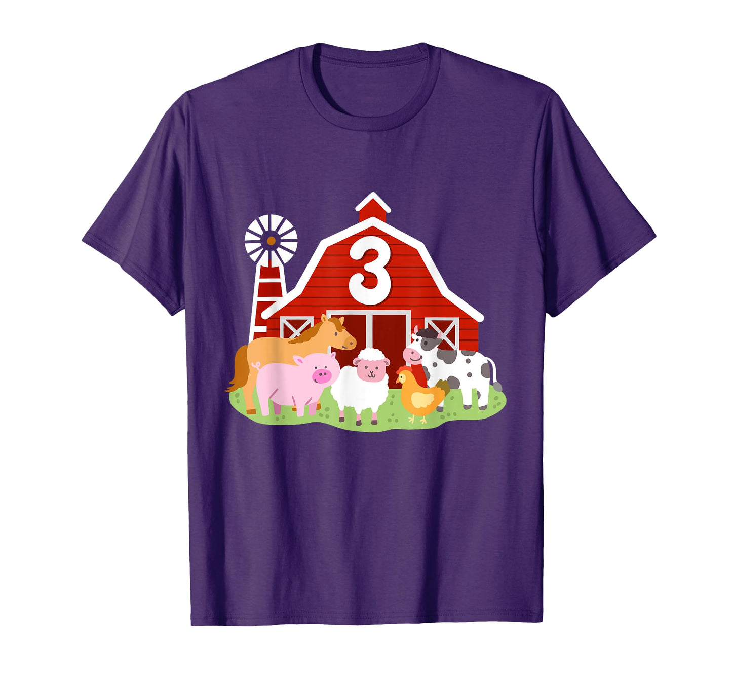 3rd Birthday Farm Animals Bday Party 3 Years Old Boy Toddler T-Shirt