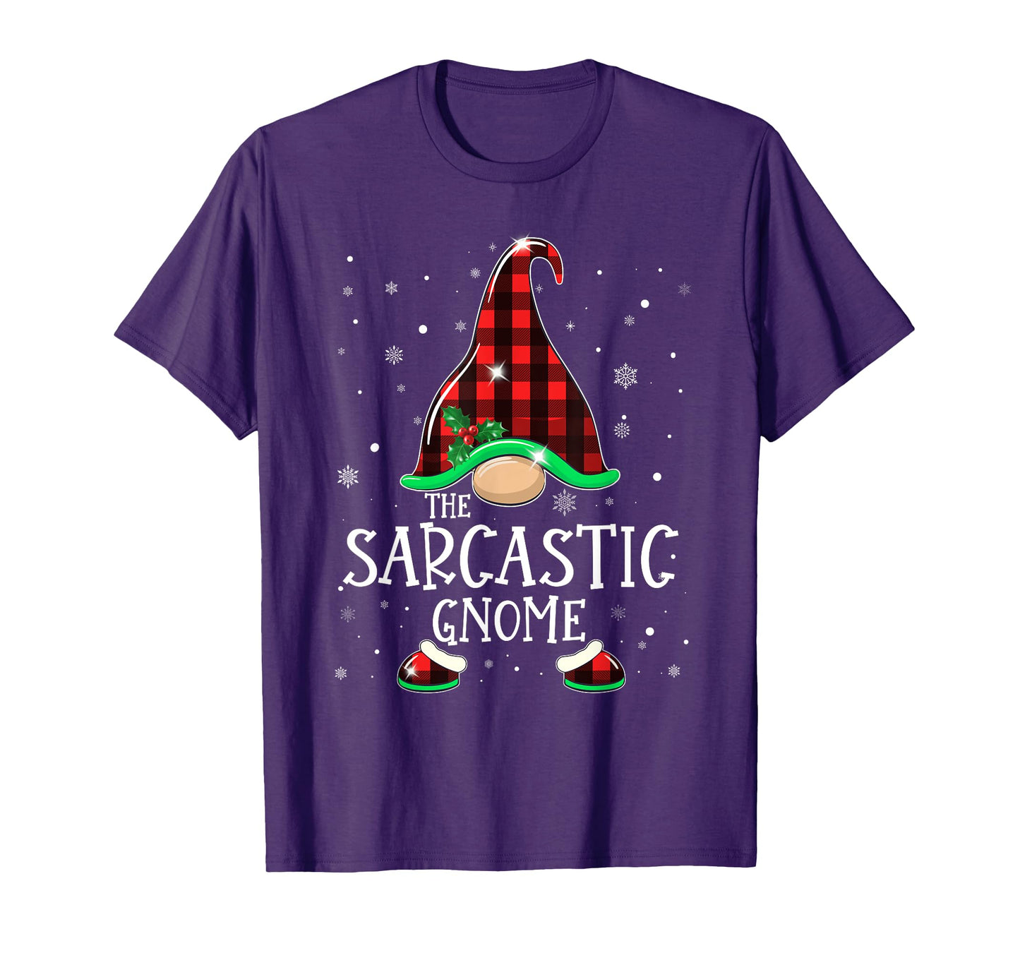 Funny SARCASTIC Gnome Buffalo Plaid Matching Christmas Xmas T-Shirt