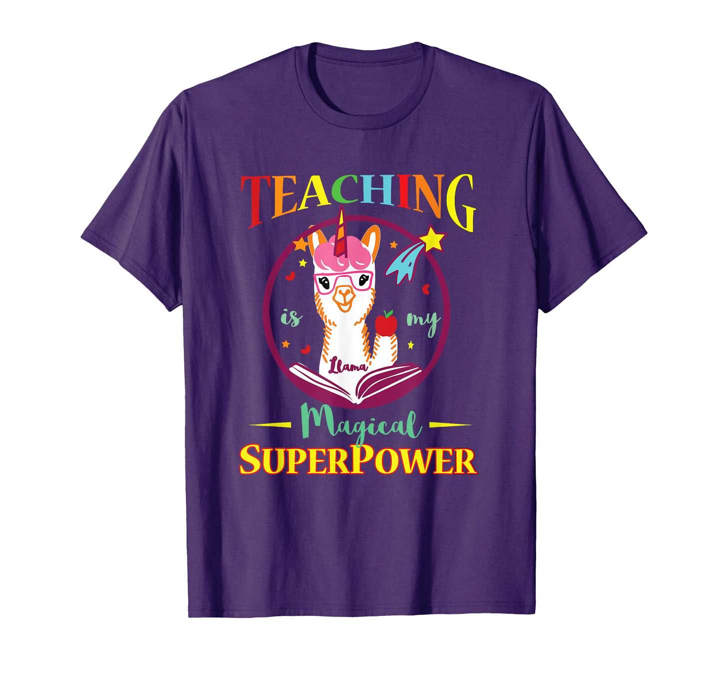 Teaching Is Magical Superpower Llama Teacher Men Women T-Shirt