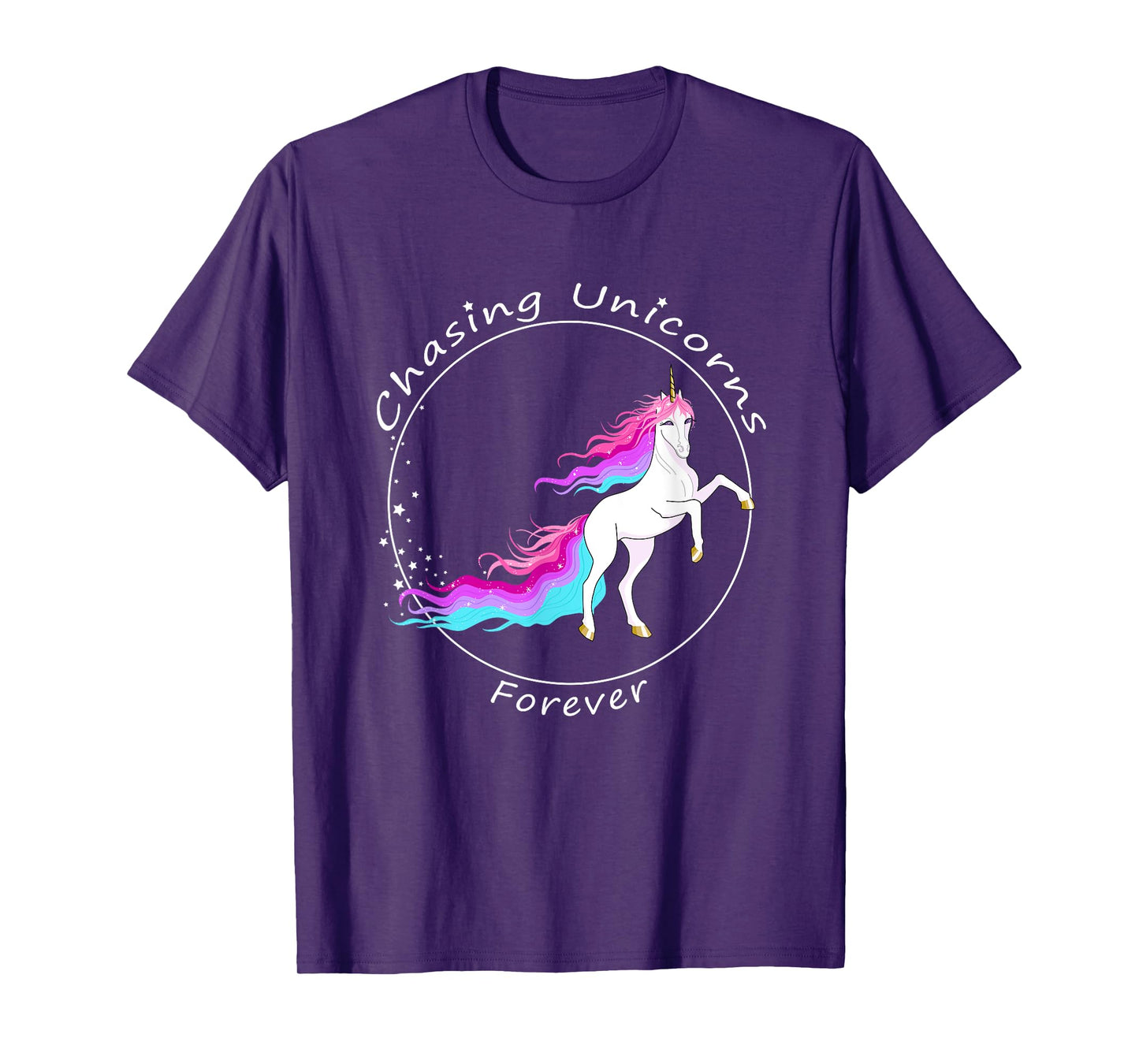 Chasing Unicorns T-Shirt: Rainbow Unicorn Birthday Girl Gift