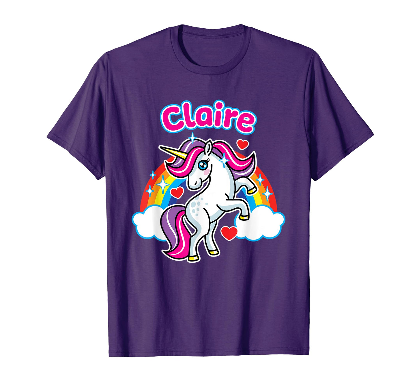 Claire Custom Girls Name Personalized Design Unicorn Party T-Shirt