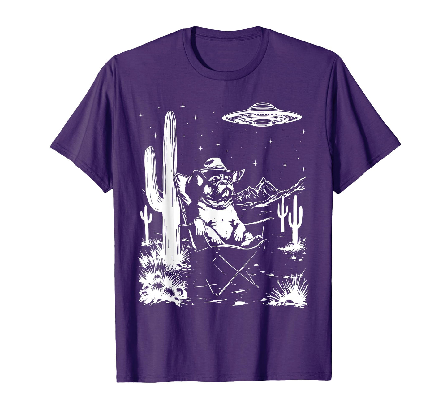French Bulldog Frenchie Cowboy Hat Vintage UFO Western Funny T-Shirt
