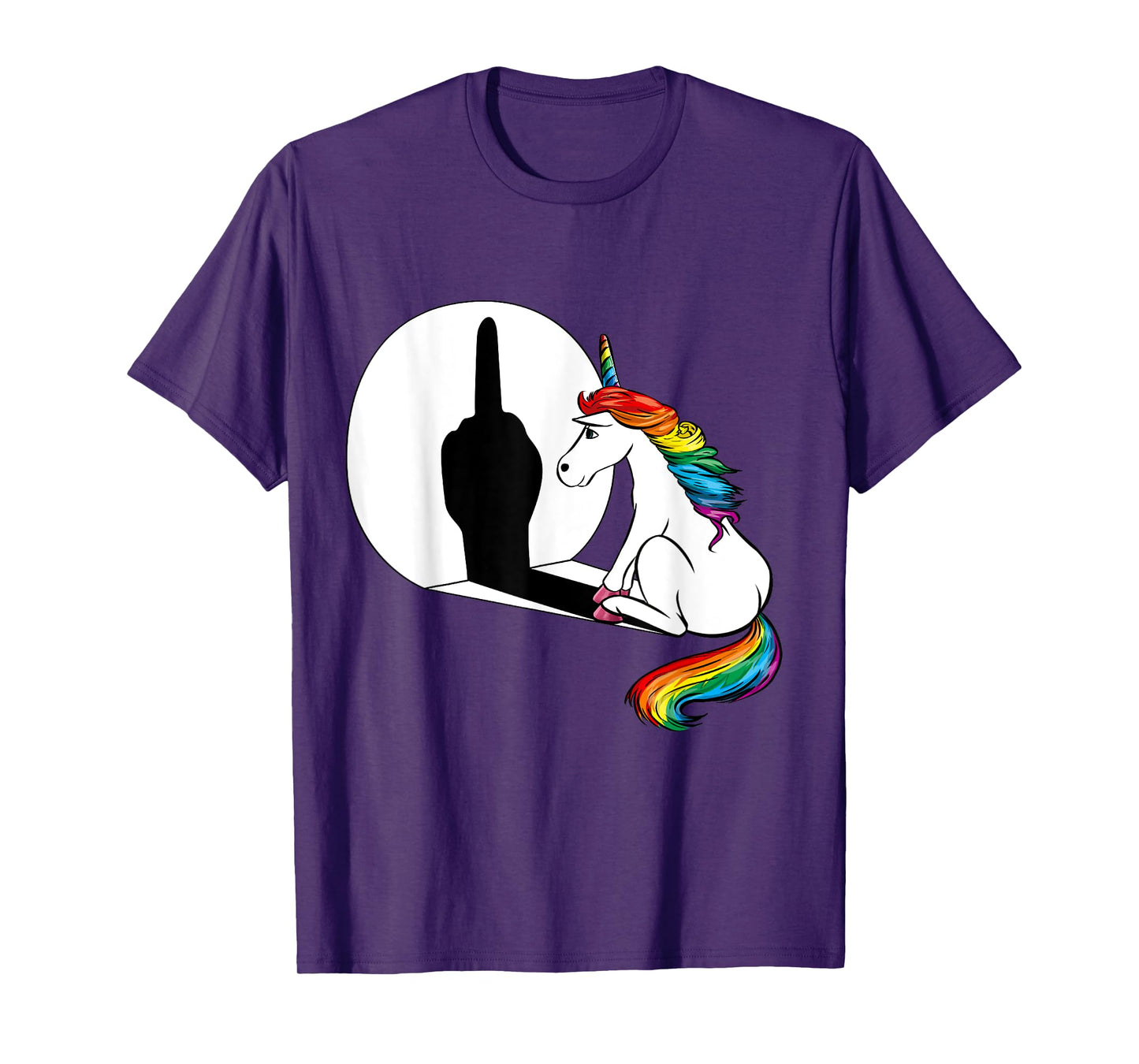 Unicorn Sarcasm Funny Shadow Unicorn Middle Finger T-Shirt