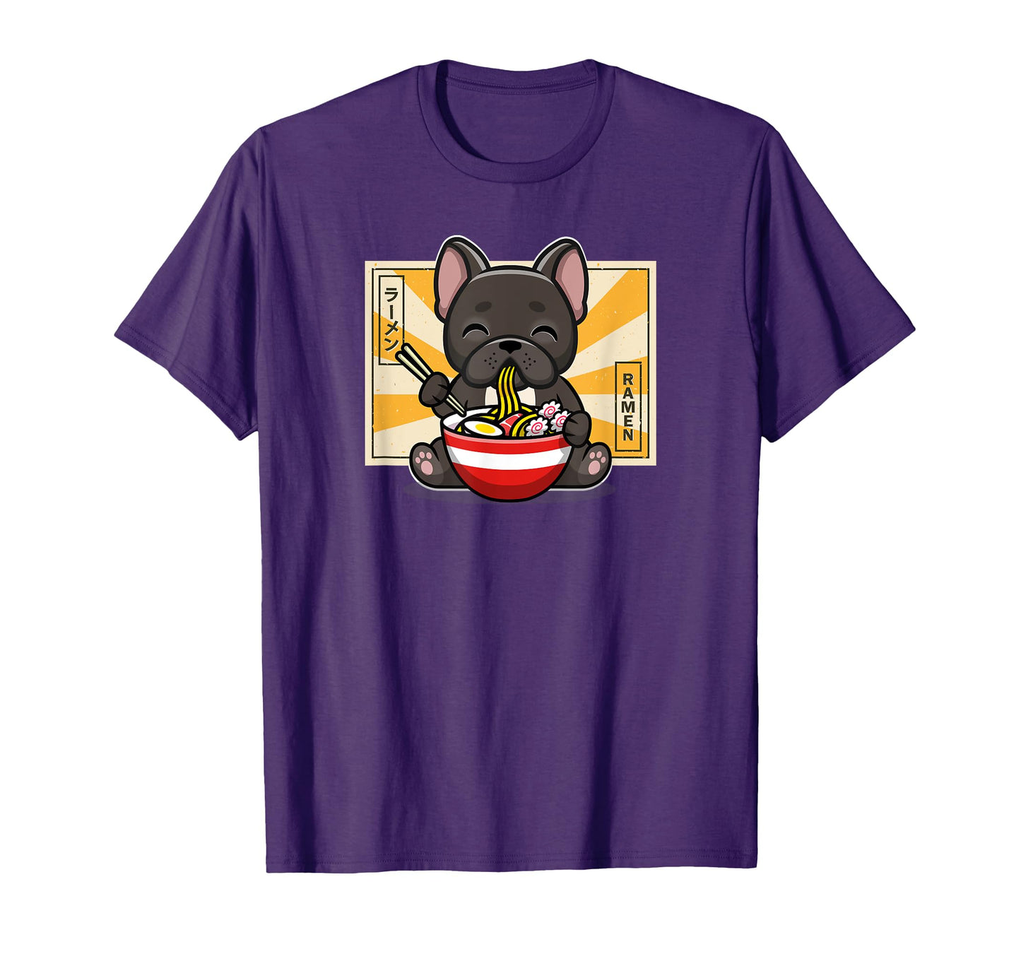 Cute Funny Kawaii Kids Japanese Ramen Black Frenchie Lover T-Shirt