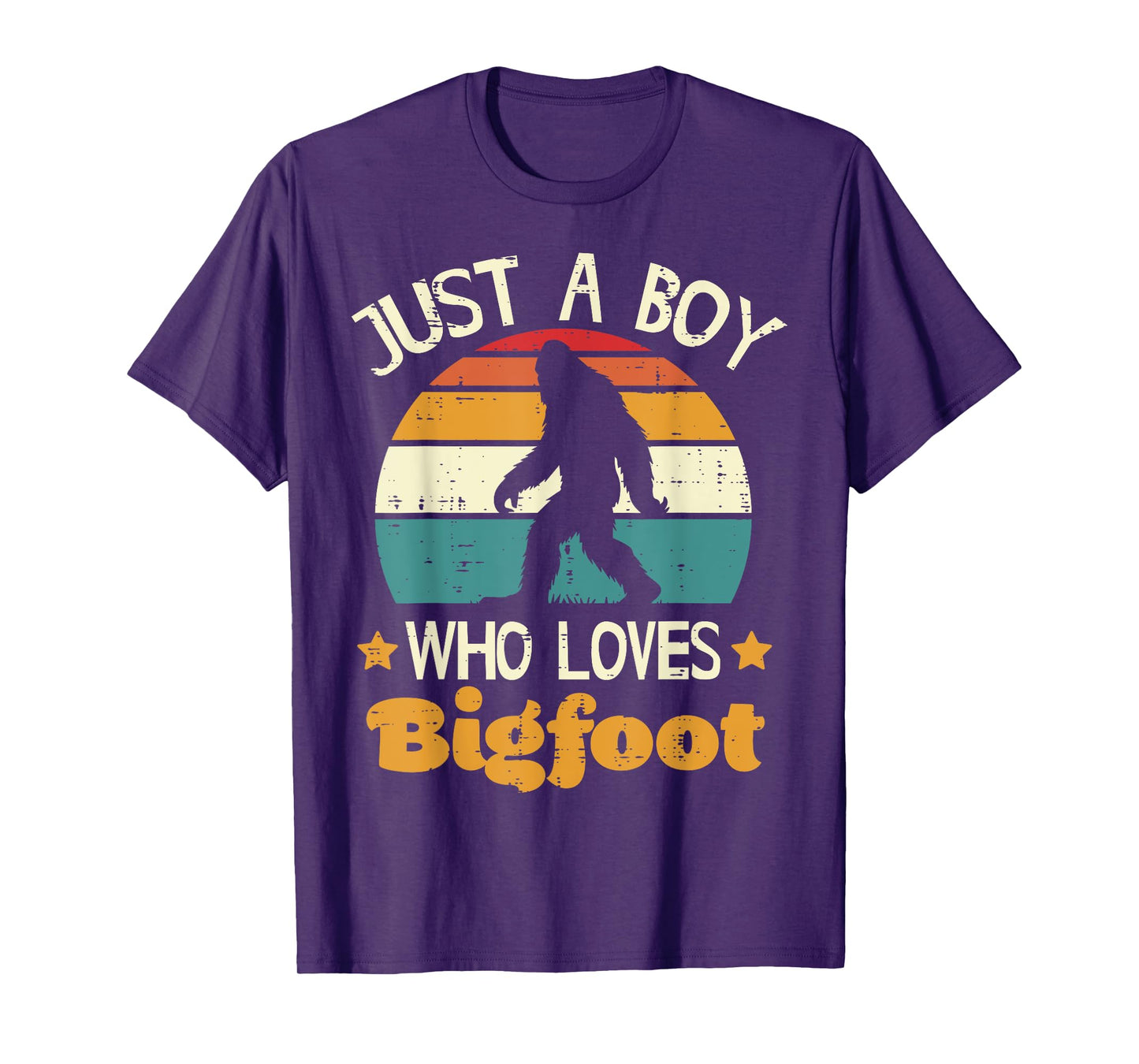 Just Boy Who Loves Bigfoot Retro Sasquatch Boys Kids Men T-Shirt