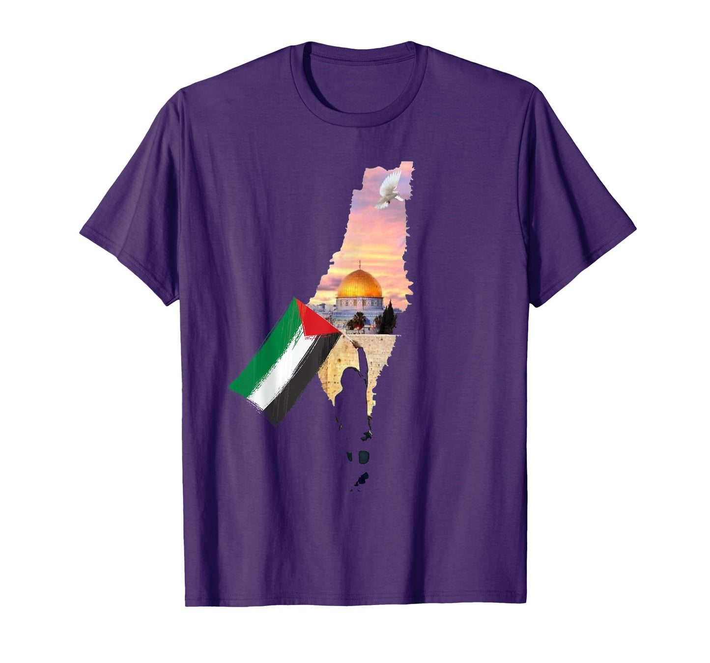 Boy Hold Palestine Flag Palestinians Map Jerusalem's City T-Shirt