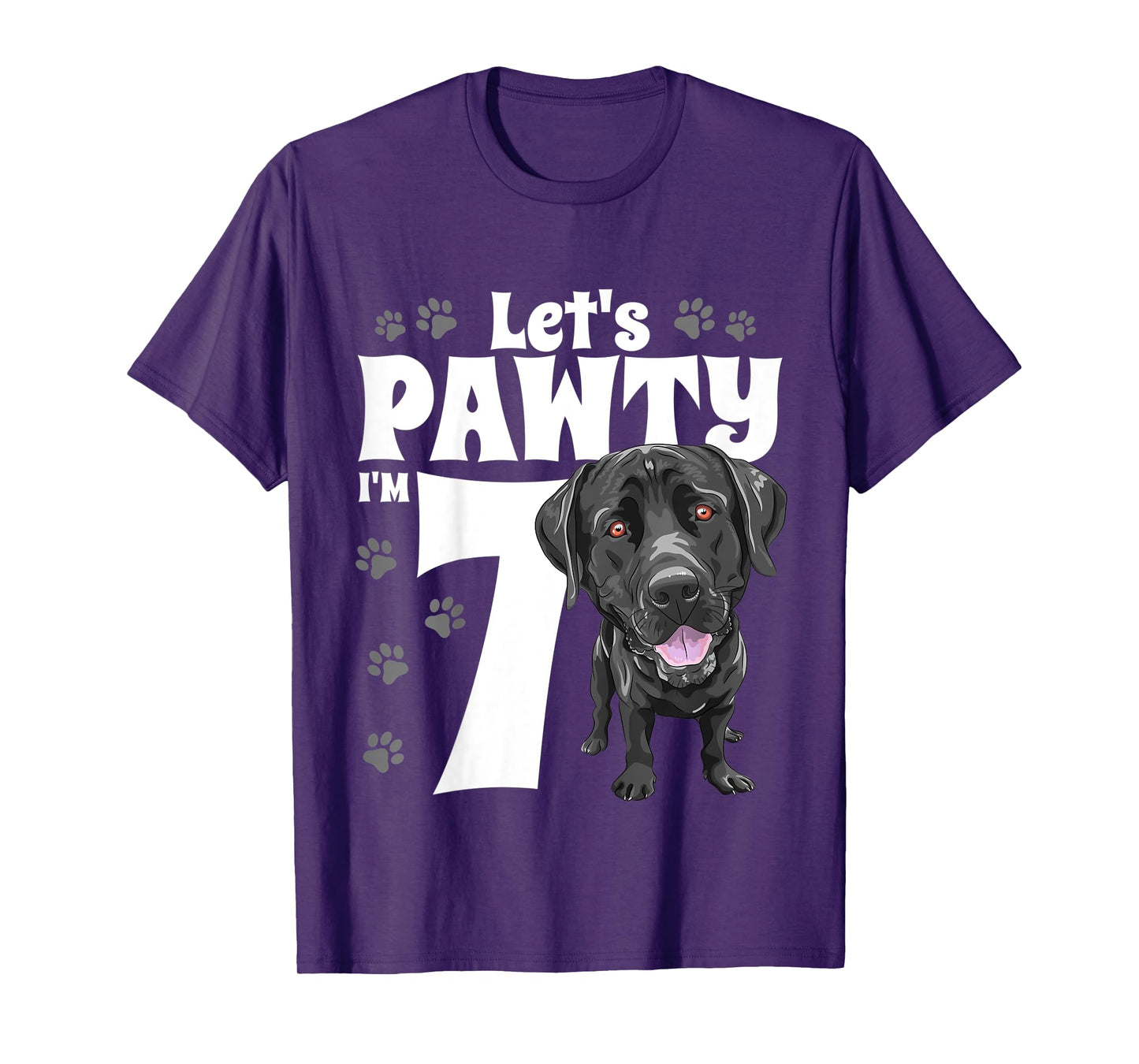 7 Year Old Black Lab Dog Birthday Pawty Labrador 7th Gift T-Shirt for Kids