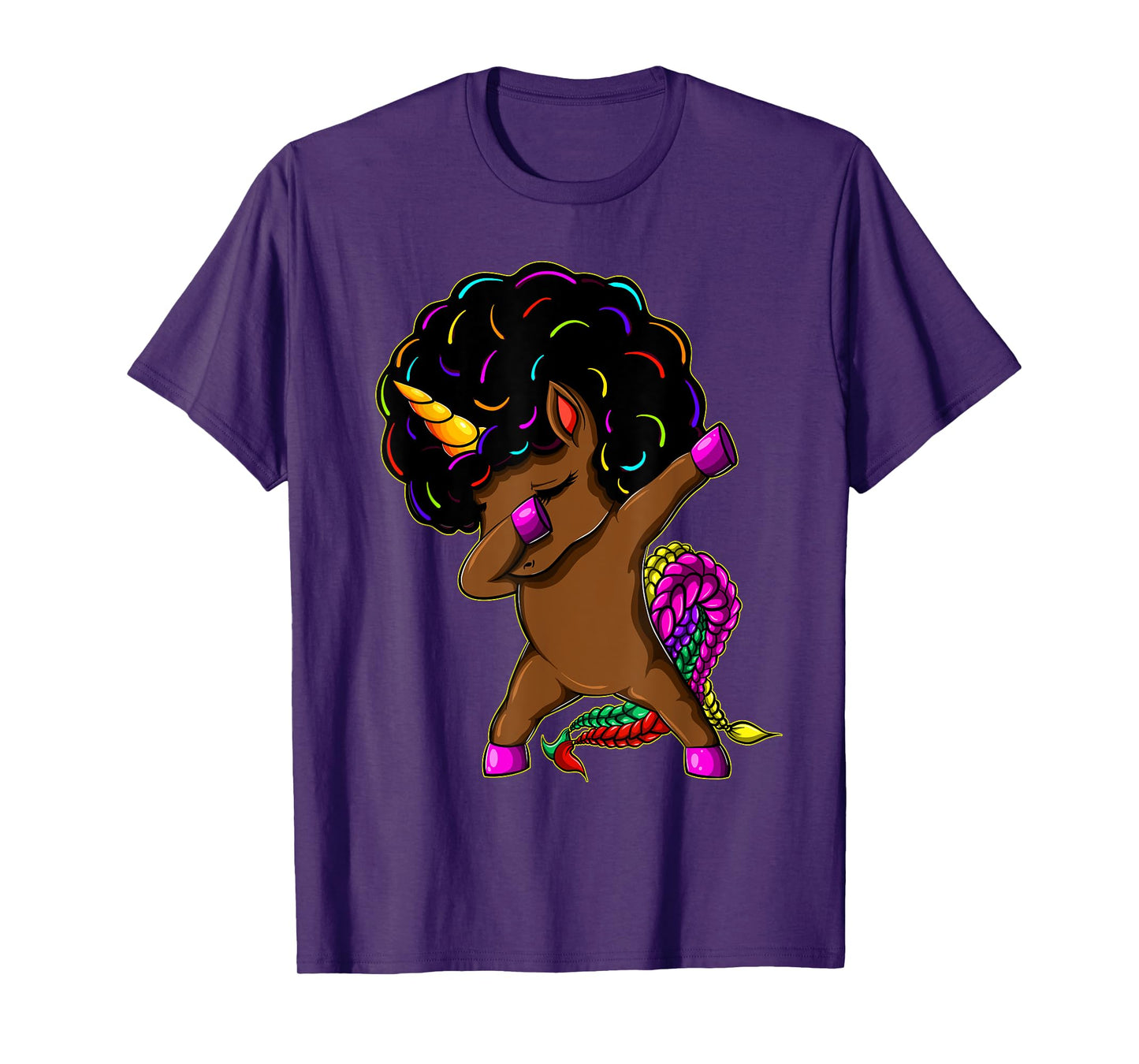 Dabbing Unicorn Afro Natural Hair Black Girl Unicorn T-Shirt