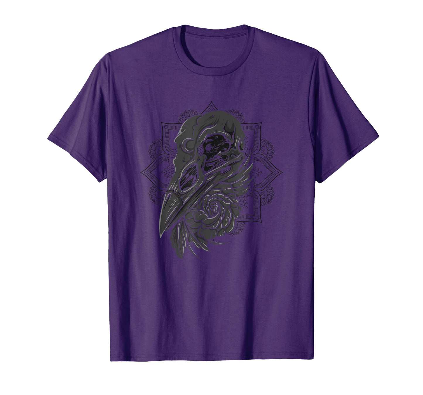 Viking Raven Crow Skull Gothic Bird Lover Occult Norse Pagan T-Shirt