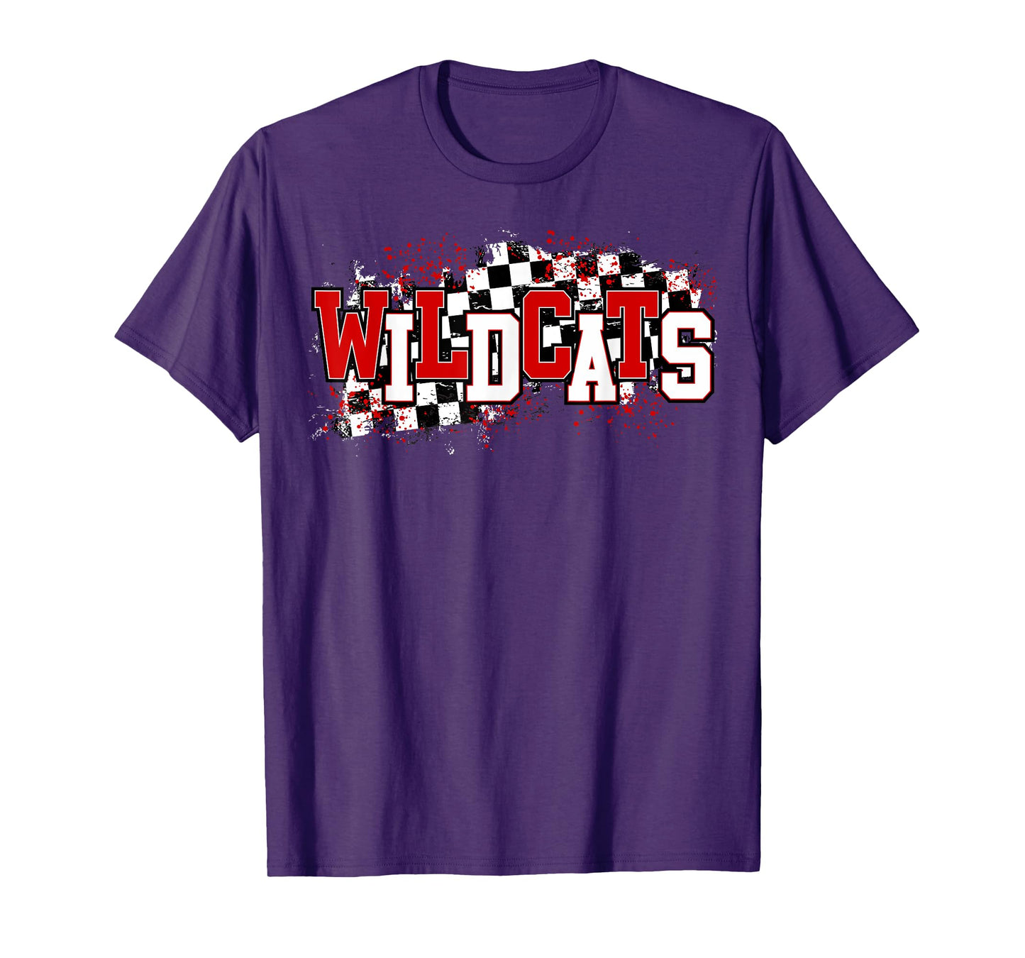 Red Wildcats School Spirit Wildcat Pride Checkered Teacher Men Women Girls Kids T-Shirt