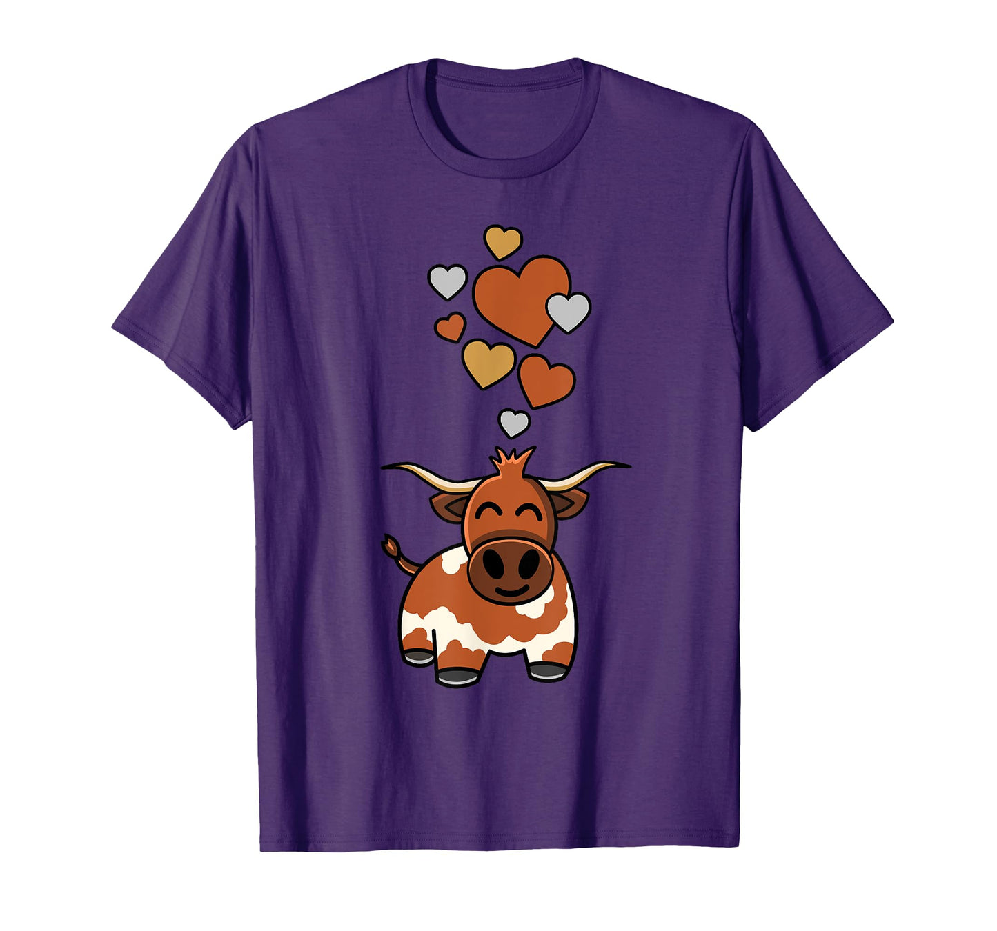 Cute Longhorn Cow With Hearts T-Shirt