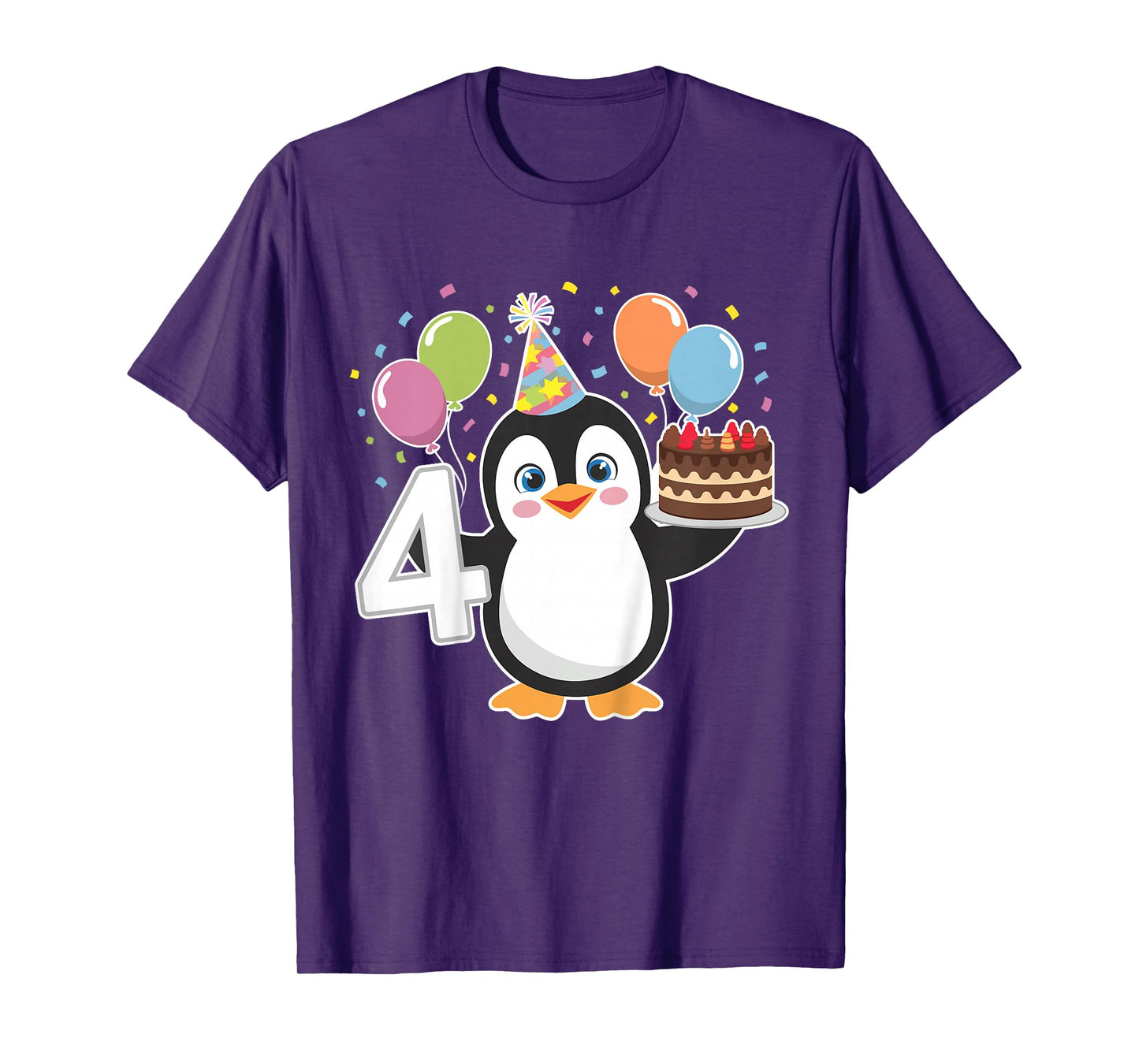 Kids Kids 4 Years Old Cute Penguin 4th Birthday Party Boys Girls T-Shirt