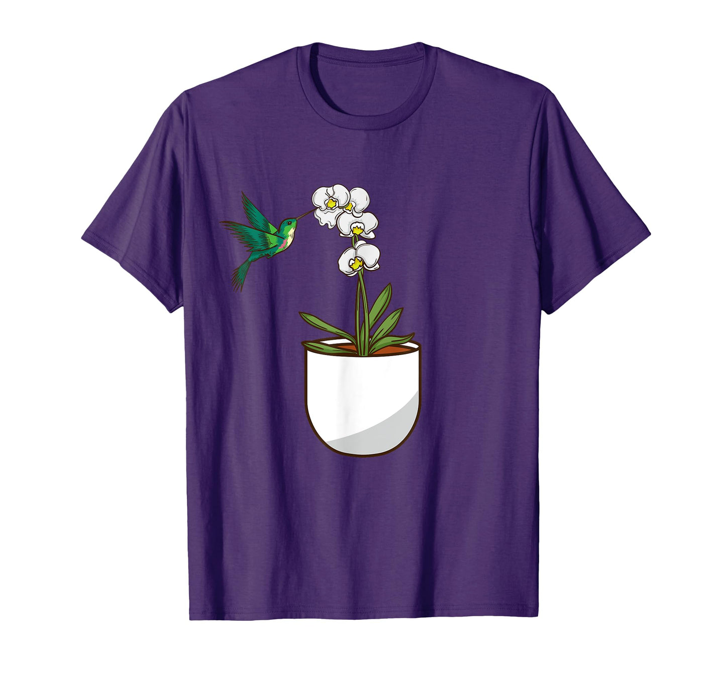 Hummingbird Orchid Flower Lover Women Bird Plants Orchid T-Shirt
