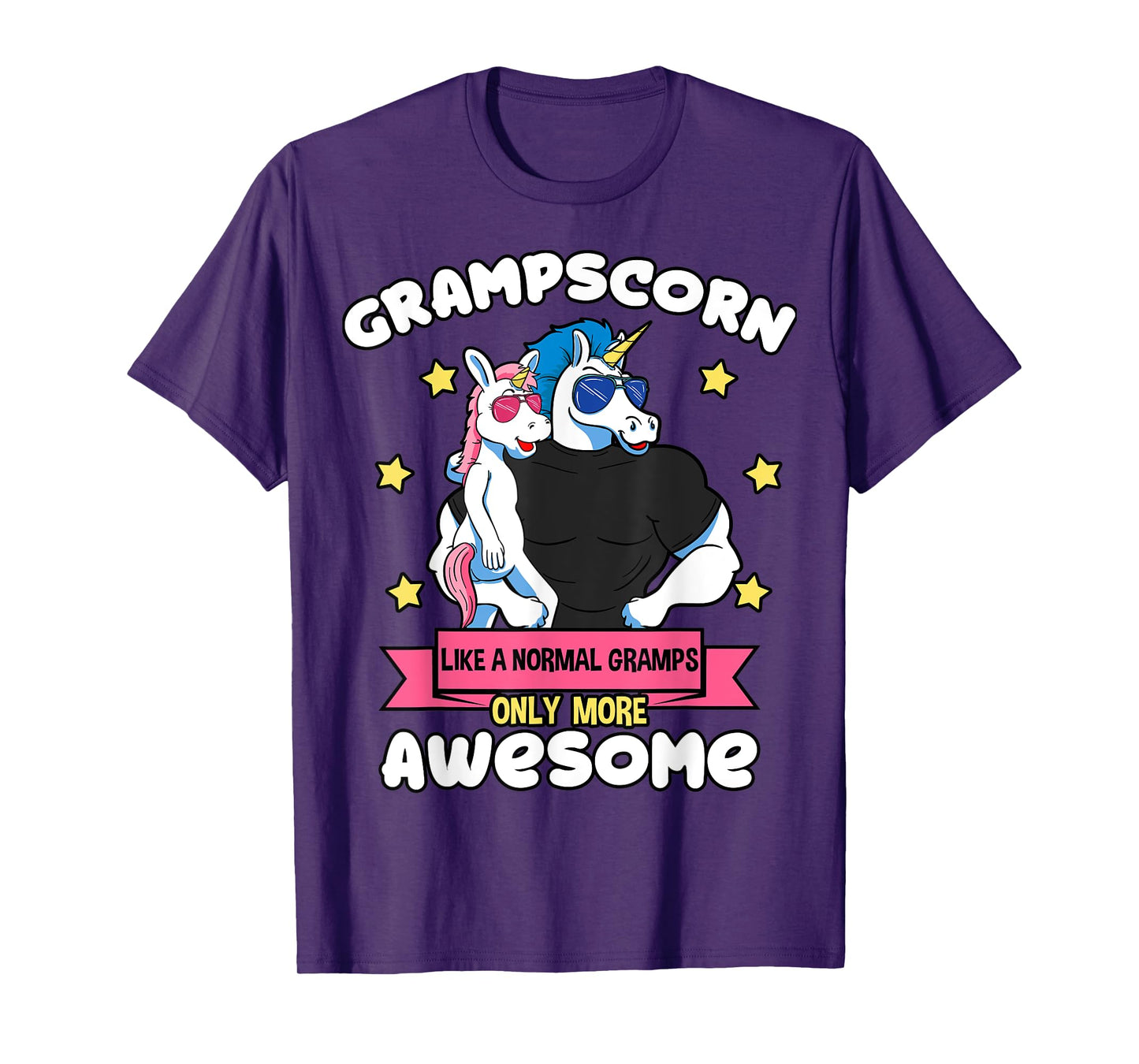 Grampscorn 1 Kid Father's Day Gramps Unicorn Granddaughter T-Shirt