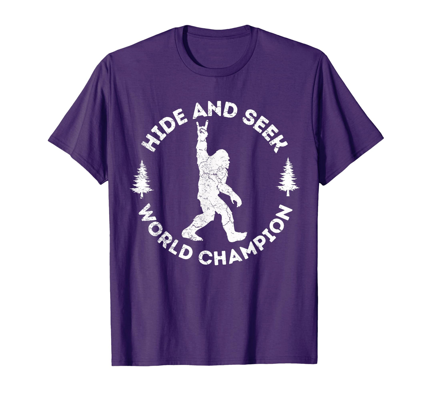 Bigfoot Hide And Seek Champion Funny Sasquatch Retro Vintage T-Shirt