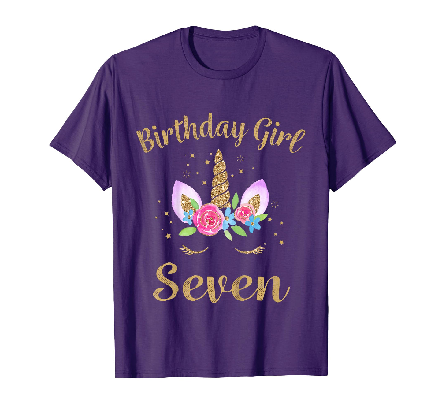 Kids 7 Year Old Birthday Girl Unicorn Shirt 7th Birthday Outfit T-Shirt