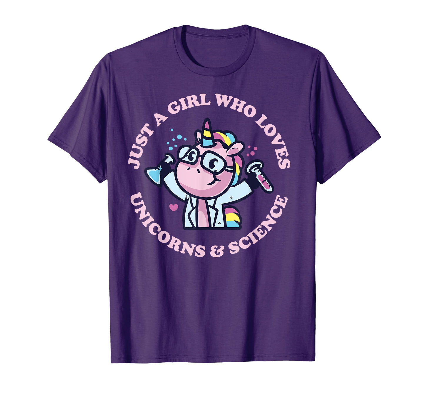 Just A Girl Who Loves Unicorns And Science Cute Unicorn T-Shirt