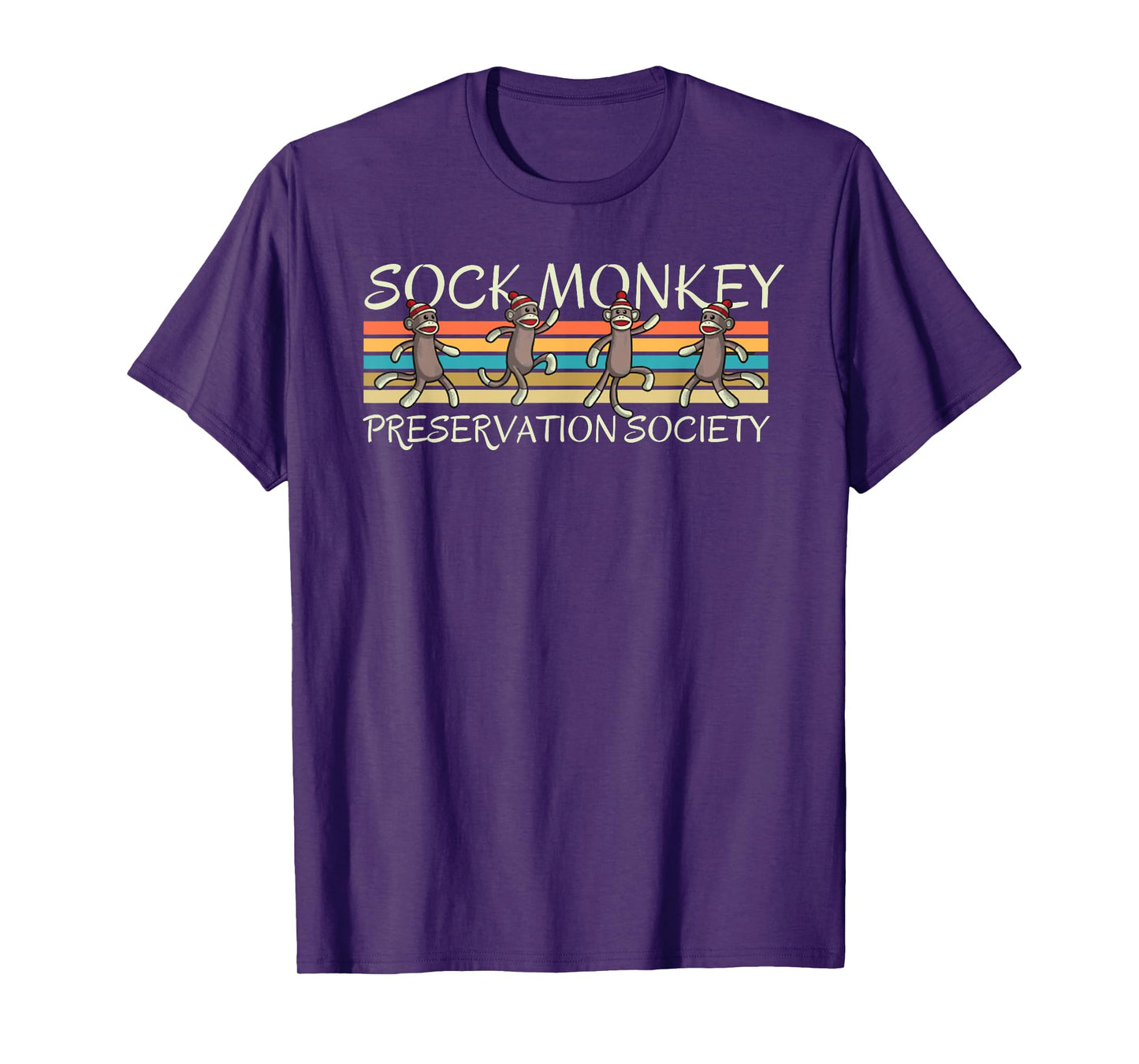 Sock Monkey Preservation Society Retro Vintage Stripes T-Shirt