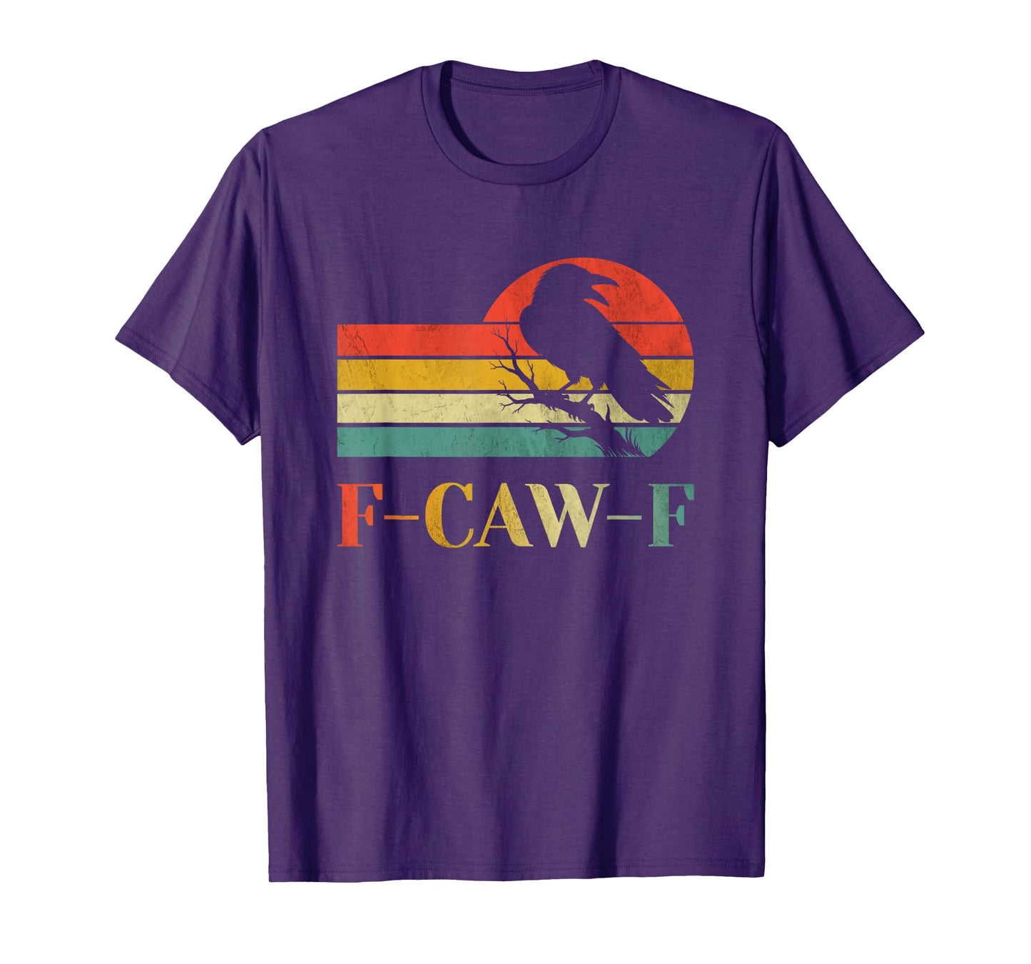Retro Sunset Vintage F-Caw-F Black Crow Black Bird T-Shirt