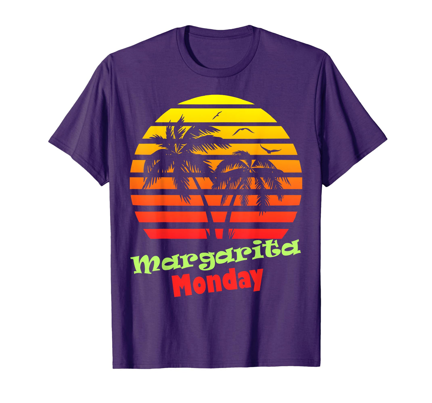 Margarita Monday 80s Summer Beach Palm Tree Sunset Men Women T-Shirt