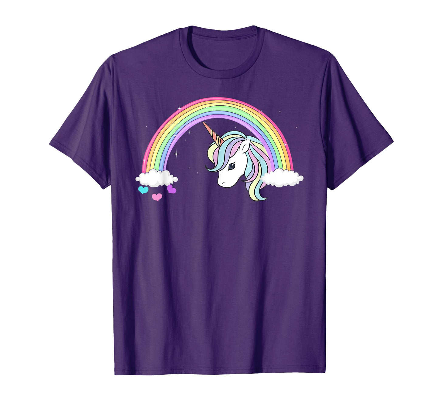 Unicorn Rainbow with Sparkles and Hearts no words wording T-Shirt