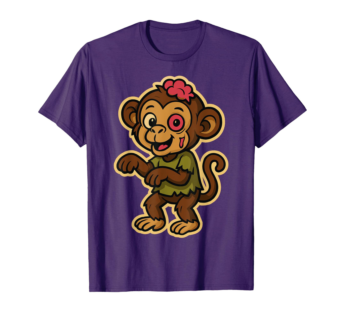 Funny Monkey in Zombie Costume for Kids Boys Girls Halloween T-Shirt