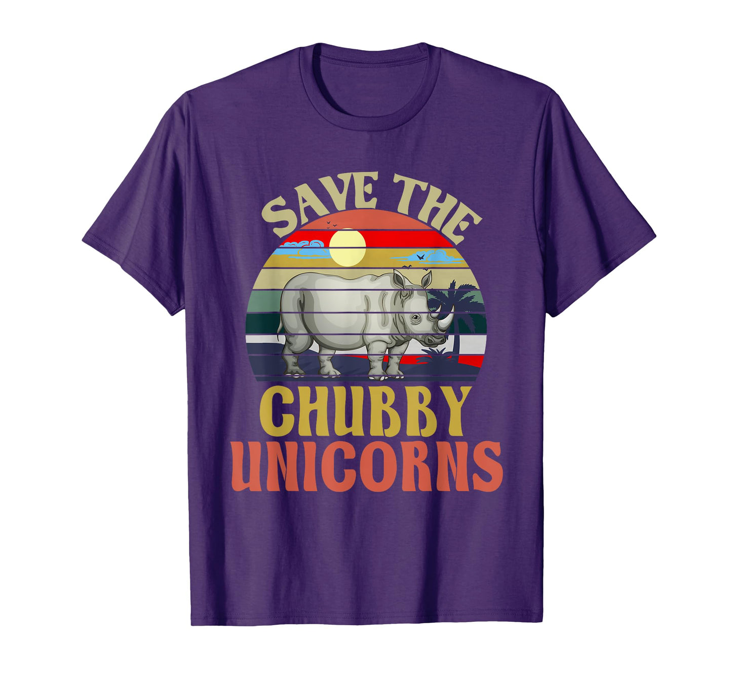 Save The Chubby Unicorn Rhino Retro T-Shirt