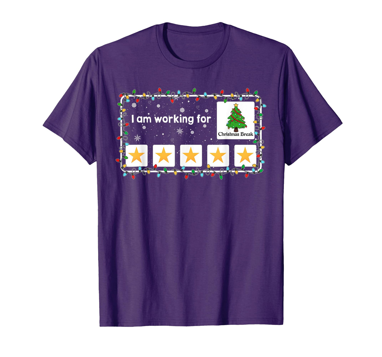 I Am Working For Christmas Break Funny Christmas Tree T-Shirt
