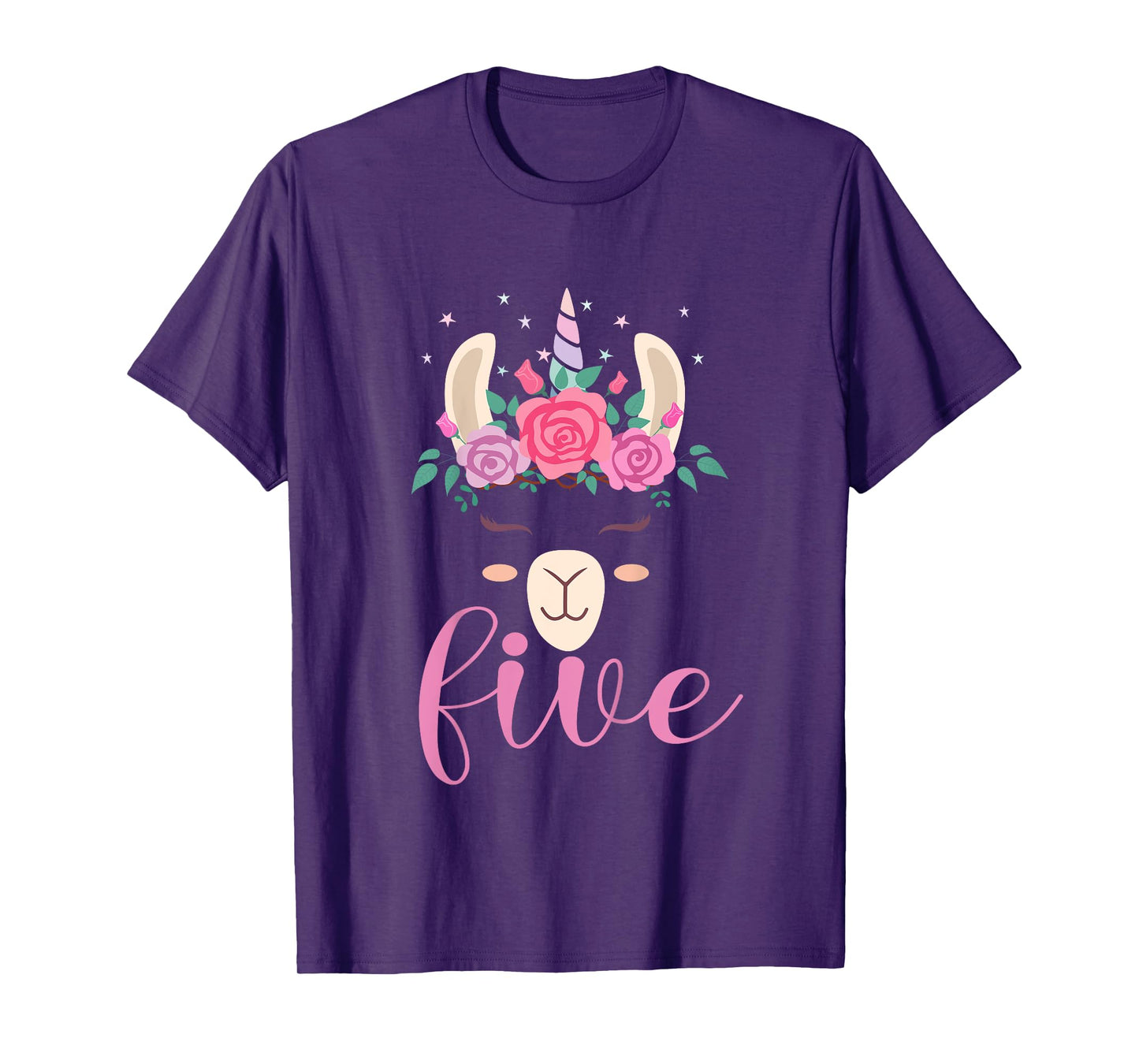 Kids 5 year Old Llamacorn Birthday Party Llama Unicorn 5th Gift T-Shirt