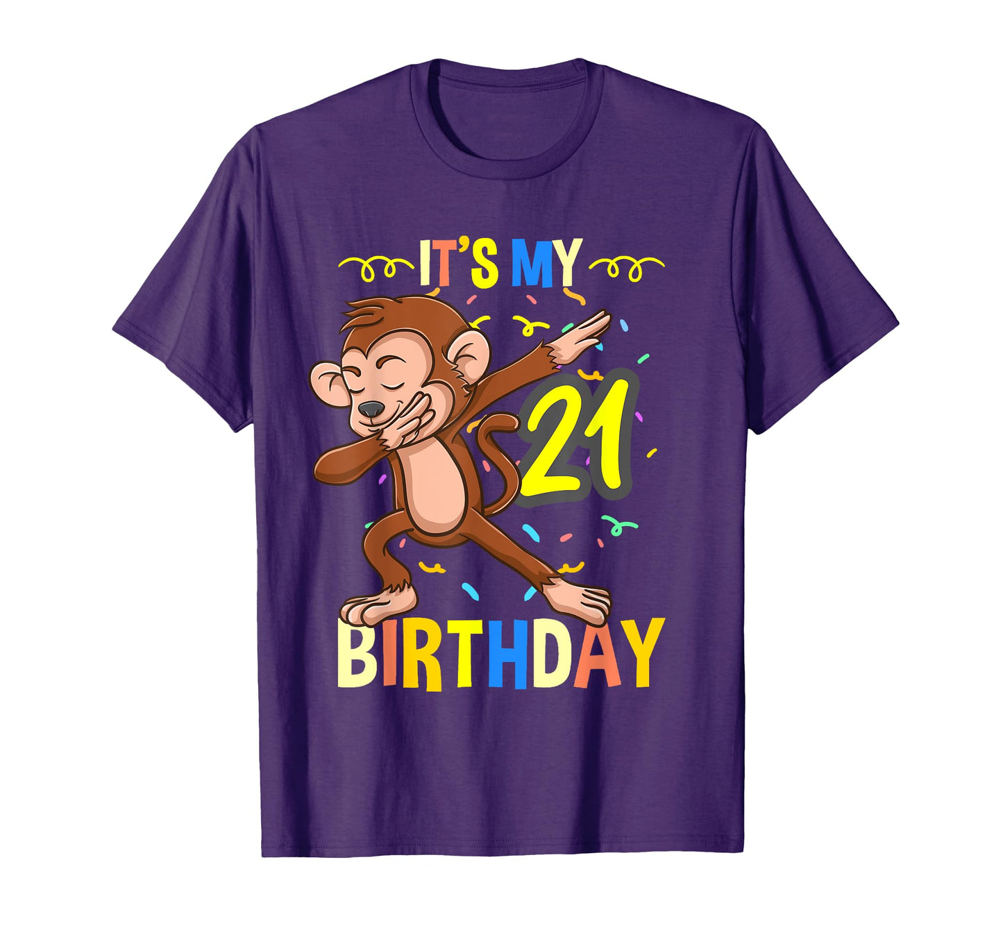 Its My 21st Birthday Dabbing Monkey Animal T-Shirt